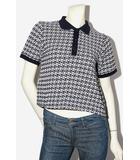 ザラ ZARA 2021SS ZARA ザラ レトロジャガード 半袖 ニット ポロシャツ S NAVY ネイビー 1930/029 /◆☆