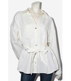  AndSearch アンドサーチ ベルト付き スキッパー ジャケット タックパンツ スーツ セットアップ M IVORY アイボリー /◆☆