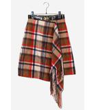 ベイピー BAPY BAPY BY A BATHING APE ベイピーバイアベイシングエイプ Scarf Skirt  フリンジ チェック スカート S RED レッド BPYSKSK9314XL /◆☆