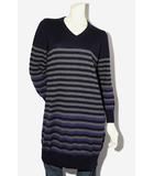 23区 オンワード樫山 23区 オンワード樫山 ボーダー Vネック ニット ワンピース 44 NAVY ネイビー CKRWWIA0353 /◆☆