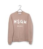 MSGM エムエスジーエム フロントロゴ クルーネック スウェット トレーナー S BEIGE ベージュ 3340MM513 /◆