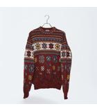KENZO ケンゾー ネイティブ柄 クルーネック ニット セーター F RED レッド 3601-7109 /◆