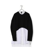 ENFOLD エンフォル ダブルクロスSHレイヤーチュニック シャツ ドッキング トップス 38 black ブラック 300ES230-0100 /◆☆