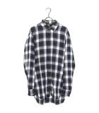 カズユキ クマガイ アタッチメント KAZUYUKI KUMAGAI ATTACHMENT KAZUYUKI KUMAGAI ATTACHMENT カズユキ クマガイ アタッチメント Ry/Co/Li強撚チェック ロングシャツ 2 BLUE ブルー KS51-085 /◆