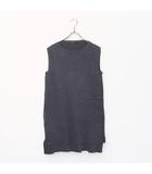 レコパン LES COPAINS LES COPAINS レコパン コットン ノースリーブ ニット チュニック 44 NAVY ネイビー 0742023 /◆☆
