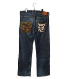 トミーヒルフィガー TOMMY HILFIGER TOMMY HILFIGER トミーヒルフィガー 迷彩 ペイント ストレートジーンズ 5ポケット デニムパンツ L INDIGO インディゴ 214-711312 /◆