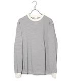 healthknit ヘルスニット ナローボーダー クルーネック長袖Tシャツ カットソー M(36-38) BLACK×WHITE ブラック ホワイト /◆