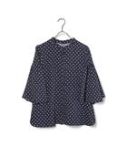 オペークドットクリップ OPAQUE.CLIP OPAQUE.CLIP オペークドットクリップ フレアスリーブバンドカラーブラウス 38/M NAVY ネイビー 637-88044 /◆☆
