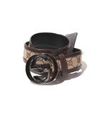 グッチ GUCCI GUCCI グッチ 114876 インターロッキングG GG柄 GGキャンバス×レザー ベルト BROWN ブラウン /◆