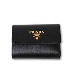 プラダ PRADA PRADA プラダ ヴィテロムーブ メタルロゴ コンパクトウォレット 3つ折り財布 BLACK ブラック /●