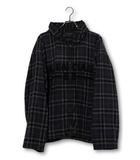 バレンシアガ BALENCIAGA 2024AW BALENCIAGA バレンシアガ フロントロゴ フランネルチェックジップアップフーディー パーカー 1 Navy ネイビー A990 824581 TRM21 3080 イタリア製 /●