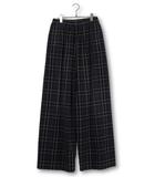 バレンシアガ BALENCIAGA 2024AW BALENCIAGA バレンシアガ サイドロゴ フランネルチェック ワイドパンツ 1 Navy ネイビー A85Q 823873 TRM21 3080 イタリア製 /●