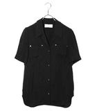 マメクロゴウチ  Mame Kurogouchi 2024SS Mame Kurogouchi マメクロゴウチ Floral Pattern Acetate Rayon Jacquard Shirt フローラル ジャガード 半袖シャツ ブラウス 1 BLACK ブラック MM24SS-SH007 /◆☆