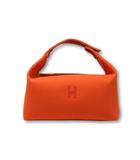 エルメス HERMES HERMES エルメス バス用ポーチ スモール トワル ブリッド ア ブラック ケース バニティバッグ GM シルバー金具 オランジュ・フー H104223M 05 フランス製 /●