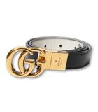グッチ GUCCI GUCCI グッチ GGエンブレム リバーシブル スリムベルト ブラック / オフホワイト 659418 0YATC 1089 /● ☆