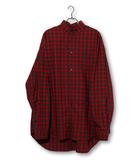 バレンシアガ BALENCIAGA 2022SS 未使用品 BALENCIAGA バレンシアガ  胸ロゴ刺繍 オーバーサイズドチェックシャツ XXS RED レッド NC35 681004 TLM20 0601 イタリア製 /●