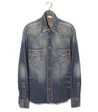 リプレイ REPLAY REPLAY リプレイ ダメージ加工 長袖 デニム ウエスタンシャツ L INDIGO インディゴ 4130B.000 /◆
