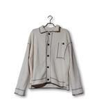 HARE ハレ ブランケットステッチシャツニット M WHITE ホワイト HA020044SY /◆