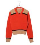 ユニクロ UNIQLO UNIQLO × MARNI ユニクロ マルニ ポップコーンニット Vネックセーター L RED レッド 251-457956 /◆☆