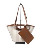 ザラ ZARA ZARA ザラ 2way キャンバスステッチ ストライプ ポーチ付 トートバッグ ハンドバッグ IVORY アイボリー 6580/510/719 /◆☆