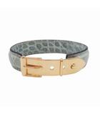 グッチ GUCCI クロコレザー バングル ベルトモチーフ ブレスレット アクセサリー ヴィンテージ イタリア製 モスグリーン×ゴールド/☆I65/レディース