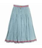 グッチ GUCCI ソフトデニム ロング プリーツスカート ロゴ ライン マキシ丈 40 ライトインディゴ 599360/△E15/レディース