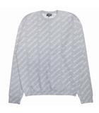 バレンシアガ BALENCIAGA Multi-Logo Allover Round Knit マルチロゴ オールオーバー ラウンド ニット セーター トップス プルオーバー クルーネック 長袖 702952 サイズXS グレー メンズ/◇11/☆R418