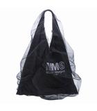エムエムシックス メゾンマルジェラ MM6 Maison Margiela japanese ジャパニーズ トート ハンドバッグ チュール ナイロン ロゴプリント カバン 黒 ブラック レディース/☆E115