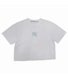 アレキサンダーワン ALEXANDER WANG パステル エンボスロゴ クロップド Tシャツ ボックスシルエット 半袖 カットソー トップス XS 白 ホワイト/△L21/レディース