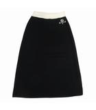 グッチ GUCCI GGロゴ 刺繍 ウールニット ミモレスカート ハイゲージ フレアシルエット 膝下丈 S 黒 ブラック オフホワイト 681310 XKB7S/△A79/レディース