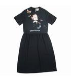 ヴァレンティノ ヴァレンチノ  VALENTINO IZUMI MIYAZAKI コラボ フォト グラフィックプリント ワンピース ロングドレス バタフライ刺繍 半袖 38 黒 ブラック/△A76/レディース