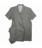 ヨウジヤマモト YOHJI YAMAMOTO アシンメトリーデザイン 半袖 ジャケット ワイドラペル ブレザー ブルゾン 1 グレー FX-J19-113/△A73/レディース