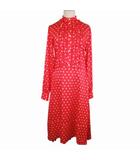 プランシー PLAN C ドット シャツワンピース ロングドレス 水玉 総柄 フリル ポリエステルツイル 40 赤 レッド 白/△L23/レディース