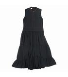 クロエ CHLOE ノースリーブ シャツワンピース ティアード ロングドレス 刺繍 ステッチ 36 黒 ブラック/△L27/レディース