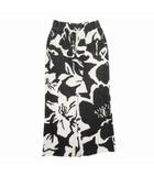 ドリスヴァンノッテン DRIES VAN NOTEN フローラルパターン スウェット ロングスカート 裏毛 花柄 イージーウエスト S 白 ホワイト 黒 ブラック/レディース