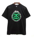 ステューシー STUSSY Tシャツ フロントプリント ロゴ 半袖 黒 ブラック S ☆AA★
