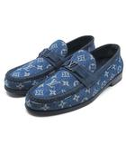 ルイヴィトン LOUIS VUITTON メジャーライン モノグラム デニム モカシン ローファー LV金具 ブルー 9 約28cm 2023年製
