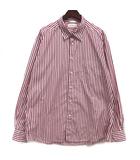 エルメネジルドゼニア Ermenegildo Zegna ロンドンストライプ 隠しボタンダウン シャツ 長袖 レッド 赤 XXL