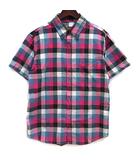  ソレイドール SOLEILDOR コットン チェック シャツ 半袖 ピンク L 590503