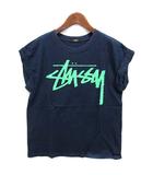 ステューシーウィメン Stussy Women ロゴ プリント カットソー Tシャツ ネイビー 紺 S