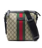 グッチ GUCCI GGスプリーム ショルダーバッグ 斜め掛け シェリーライン ウェブストライプ PVC レザー ベージュ ブラック 471454
