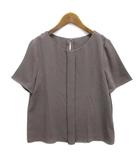 ナチュラルビューティーベーシック NATURAL BEAUTY BASIC サテン ダブルクロス ブラウス 半袖 グレイッシュモカ M 017-1110502 美品