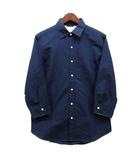 シップス SHIPS ハードマンズ Heardmans コットン リネン 七分袖 シャツ ネイビー 紺 M 111-31-0155