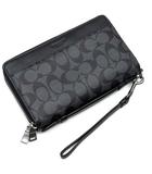 コーチ COACH シグネチャー ダブルジップ トラベル オーガナイザー ラウンドファスナー 長財布 F66562 ブラック 黒 ☆AA★