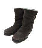 銀座かねまつ GINZA Kanematsu ショート ムートンブーツ スエード ブラウン 茶 36.5 約23.5cm イタリア製