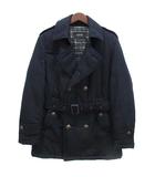 バーバリーブラックレーベル BURBERRY BLACK LABEL ナポレオン ウール ダウン コート ジャケット 裏地チェック ホース メタル釦 ネイビー 紺 M