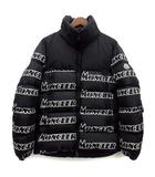 モンクレール MONCLER FAIVELEY ロゴ プリント ダウン ジャケット ダブルジップ 収納フード 総柄 2019AW ブラック 黒 1 国内正規 美品