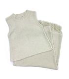 イエナ IENA ミックスヤーン セットアップ クロップド ニット ノースリーブ トップス フリンジ ロング スカート ライトグレー 2022SS