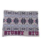ステューシー STUSSY ニット ネックウォーマー ヘアバンド ターバン 総柄 ノルディック ロゴ グレー ☆AA★
