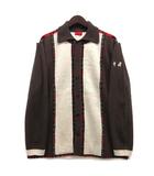 Libaris 衿付き ニット カーディガン タータンチェック 切替 アンゴラ混 ベージュ ブラウン 3